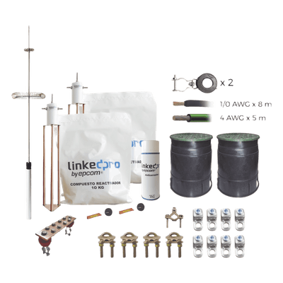 Kit Pararrayo  LINKEDPRO con Accesorios de Instalación en Torre de Hasta 3 m de Altura.