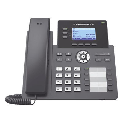 Teléfono IP Carrier-Grade / 3 Líneas SIP / 6 Cuentas / 10 Botones BLF / Gigabit PoE / Codecs Opus / IPv4/IPv6 / Gestión en la Nube