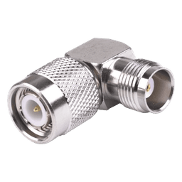 Adaptador Coaxial / TNC Macho a TNC Hembra / Ángulo Recto / Bronce Niquelado / Contacto Oro / Teflón