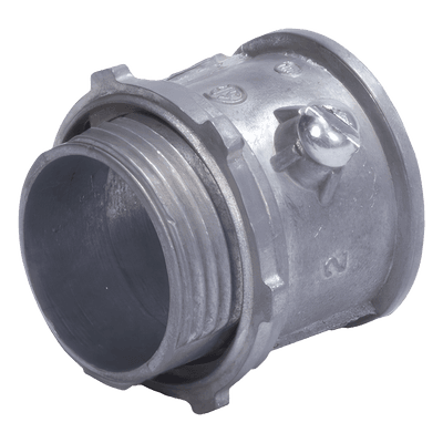 Conector 1/2" ( 13mm) pared delgada con tornillo tipo americano galvanizado etiqueta verde galvanizado