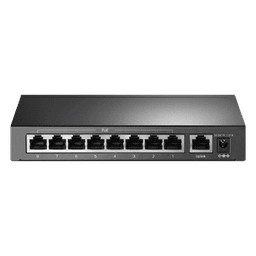 Switch PoE+ No Administrable / 9 Puertos 10/100 Mbps / 8 Puertos PoE 802.3af/at / 65W / Alcance 250 m (820 ft) / Sin Ventilador