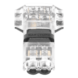 Conector T / 2 Contactos / Extracción Sin Corte / 0.35 a 0.75 mm² / Diámetro Máx 2.1 mm / Transparente con Negro