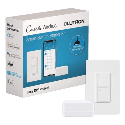 Kit de inicio Caseta Wireless con hub Smart Bridge, interruptor on/off inteligente de 5 A con neutro y placa Claro, control por app y asistentes de voz
