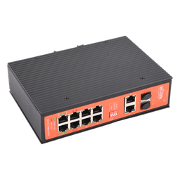 Switch PoE Industrial / 8 Puertos Gigabit + 2 SFP Combo / Extensión 250 m (820 ft) / PoE 300W / Protección 6 kV / -40°C a 80°C / Alimentación Dual 12-57 VCC