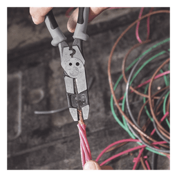 Pinza Híbrida / 3 en 1 Cortar-Pelar-Ponchar / 8" (20.3 cm) / Cable Sólido 10-14 AWG / Cable Trenzado 12-16 AWG / Pernos 6-32 y 8-32