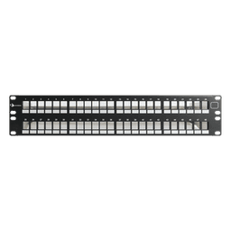 Patch Panel UTP Keystone de 48 Puertos Modular (Vacío), Plano, 2UR, Compatible con Jacks Keystone UTP Z-MAX y MAX