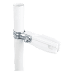 Aislador de Paso o Esquina Blanco con Abrazadera / 1 Pulgada (25 mm) / Resina Virgen 100% / Anti-Arqueo / Acero Galvanizado / Poste Cerco Eléctrico