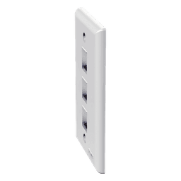Placa de Pared Vertical / 3 Puertos Keystone / ABS / 69.8 x 114.3 mm / 2.75 x 4.5 pulg. / Blanco