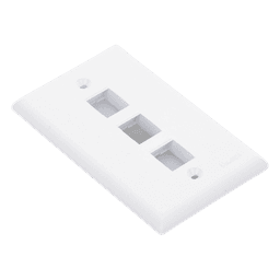 Placa de Pared Vertical / 3 Puertos Keystone / ABS / 69.8 x 114.3 mm / 2.75 x 4.5 pulg. / Blanco