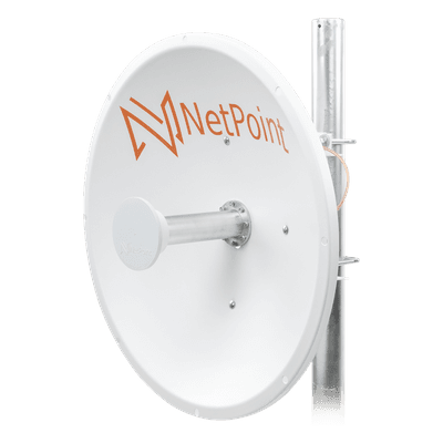 Antena Parabólica Direccional / 4.9-6.4 GHz / Ganancia 30 dBi / Dual Slant 45° y 90° / Alcance 30 km (98,425 ft) / Diámetro 60 cm (23.6 in)