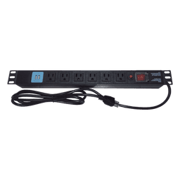 Tomacorriente Horizontal (PDU) de 6 contactos (NEMA 5-15R) + 2 USB para instalación en Rack de 19", 1UR, 125 Vca/ 15 A (THE0040091001001)