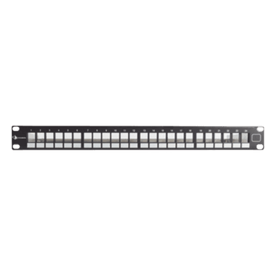 Patch Panel UTP Keystone de 24 Puertos Modular (Vacío), Plano, 1UR, Compatible con Jacks Keystone UTP Z-MAX y MAX