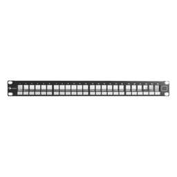 Patch Panel UTP Keystone de 24 Puertos Modular (Vacío), Plano, 1UR, Compatible con Jacks Keystone UTP Z-MAX y MAX