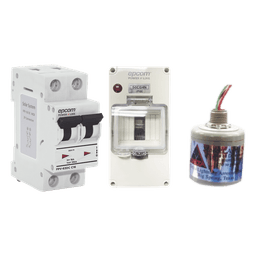 Kit de Centro de Carga Para Corriente Directa, Breaker de hasta 800 Vcc de 40 A con Supresor de Descargas Atmosféricas.