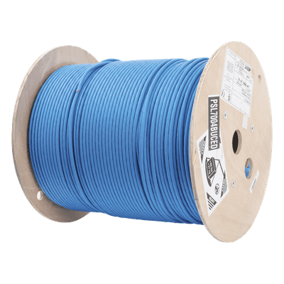 Bobina de Cable Blindado S/FTP / Cat7 / 4 Pares / 23 AWG / LSZH / 500 m (1640 pies) / Azul