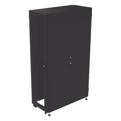 Gabinete de Piso para Telecomunicaciones / 45 UR / 1200 mm (3.94 ft) Profundidad / Carga 1300 kg / Puerta con Cristal Templado / 4 Postes Ajustables