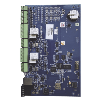 Controlador de Acceso IP / 2 Lectoras Wiegand u OSDP / Expansible a 64 Puertas / Ethernet 10/100 Mbps / Memoria para 240,000 Tarjetas / 8 Entradas y 4 Salidas de Relé