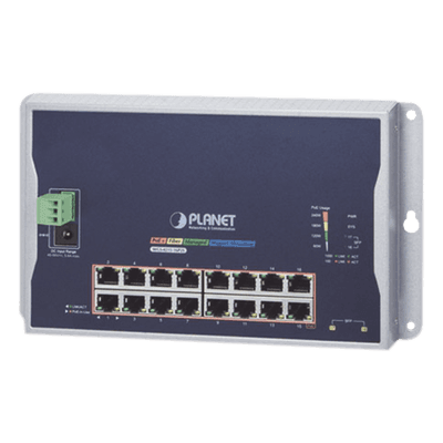 Switch Industrial Administrable Capa 2 de Pared / 16 Puertos PoE 802.3at Gigabit / 2 Puertos SFP / IP40 / -10 a 60 °C / 240W
