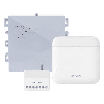 Kit de Alarma Inalámbrica / 48 Zonas / Cerca Energizada 2,500 m (8,202 ft) / Batería de Respaldo 3 Días / Relevador 0-36 Vcc 5 A / Alimentación 127-220 Vca o Panel Solar 12 Vcc