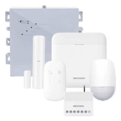 Kit de Alarma Inalámbrica / 48 Zonas / Energizador Perimetral 2500 m (8202 ft) / Comunicación 433 MHz / Respaldo de Batería 3 Días / Alimentación 127-220 VCA o Solar 12 VCC
