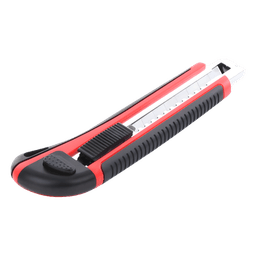 Navaja de Hojas Desprendibles / Hoja 18 mm / Bloqueo Automático / Guía Metálica / Mango Ergonómico ABS+TPR / 17 x 5 x 2.5 cm