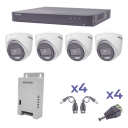 Kit TurboHD ColorVu / DVR 4 Canales / 4 Cámaras 1080p / Exterior 2.8 mm / 98° / Fuente Regulada / Transceptores UTP