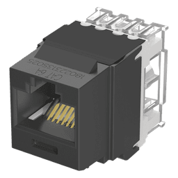 Conector Jack Estilo 110 (de Impacto), Tipo Keystone, Categoría 6A, de 8 Posiciones y 8 Cables, Color Negro