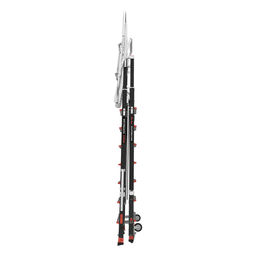 Escalera de Fibra de Vidrio con Jaula / Ajuste de Altura 8' a 14' (2.44 a 4.27 m) / Carga Máxima 170 kg (375 lb) / Nivelación en Ruedas Ratchet™ / Peso 58.5 kg (129 lb)