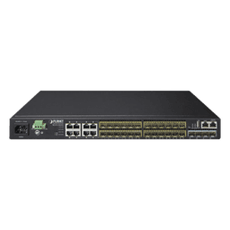 Switch Core Capa 3 / 24 SFP 100/1000X / 8 RJ45 Gigabit Compartidos / 4 SFP+ 10G / 95.23 Mpps / 1.44 x 0.79 x 0.14 pies