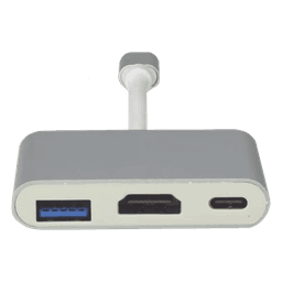 Adaptador Multipuerto USB-C / HDMI 4K / USB 3.0 5 Gbps / Carga PD 65W / 3-en-1 / Plug and Play