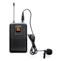 Kit de Microfonía inalámbrico | 2 Micrófonos de Lavalier | Receptor UHF | Pantalla LCD | 200 Canales | Gran cobertura