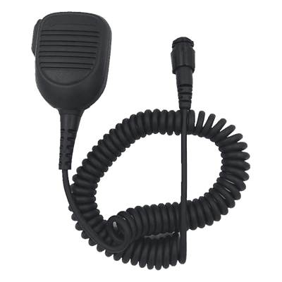 Micrófono para Radio Móvil / Conector Redondo Multipolo / IP54 / Cable Kevlar 40 kg / PTT para Guantes / Diseño Retráctil