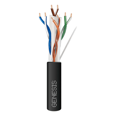 Carrete de Cable de 305 Metros (1000 Pies) Cat6 Calibre 24 Exterior para Climas Extremos, RoHS, Color Negro