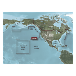Mapa náutico / Cobertura costera EE.UU., Canadá oeste, Caribe / Contornos 1' / Sombreado 10 rangos / Auto ruta / Datos Garmin y Navionics