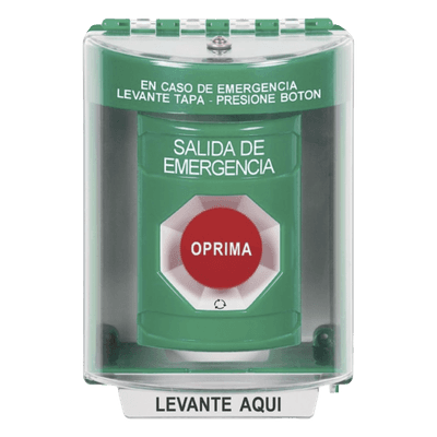 Botón Multipropósito, Salida De Emergencia, Girar Para Reset, Español, Cubierta De Policarbonato, 2 Relevadores NO/NC, Interior/Exterior