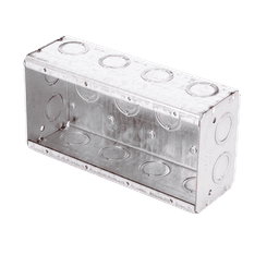 Caja Multigang de Acero Galvanizado / 4 Gangs / Profundidad 2.5 in / 20 Entradas TKO 1/2"-3/4" / Capacidad 63.5 in³ / UL Listed