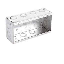 Caja Multigang de Acero Galvanizado / 4 Gangs / Profundidad 2.5 in / 20 Entradas TKO 1/2"-3/4" / Capacidad 63.5 in³ / UL Listed