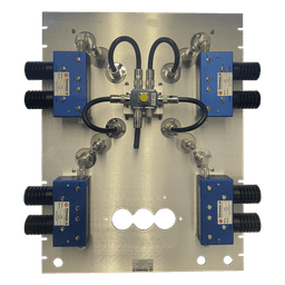 Combinador en Panel para Rack 19" 400-512 MHz, 4 Canales (8" Diam.) 250 kHz, 100/150 Watt, N Hembras.
