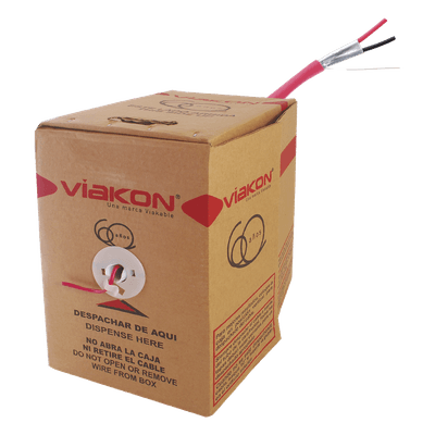 Bobina de 305 metros/  Alambre / 2 x 12 AWG /  BLINDADO / Color Rojo / FPLR / Para aplicaciones en sistemas de detección contra Incendios / Hecho en México