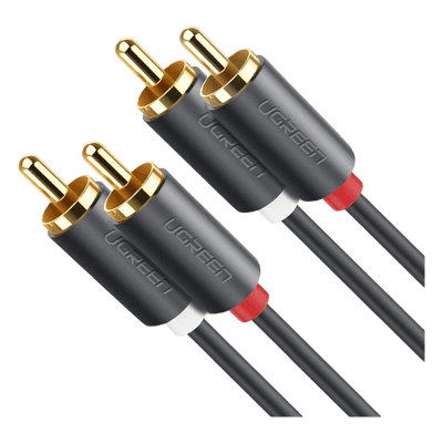 Cable de Audio 2 RCA Macho a 2 RCA Macho / 5 Metros (16.40 Pies) / Cobre Libre de Oxígeno / Conectores Chapados en Oro / Doble Blindaje EMI/RFI