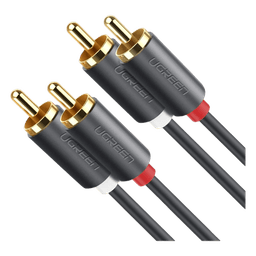 Cable de Audio 2 RCA Macho a 2 RCA Macho / 5 Metros (16.40 Pies) / Cobre Libre de Oxígeno / Conectores Chapados en Oro / Doble Blindaje EMI/RFI