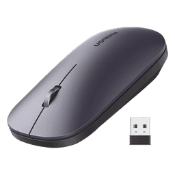 Mouse inalámbrico 2.4 GHz | Ultra Delgado y Silencioso | DPI 1000/1600/2000/4000 (Ajustable)  | Alcance 10m | Scroll de Aluminio | Adaptable a diferentes superficies | Diseño suave al tacto | Contiene Receptor USB | Color Negro.