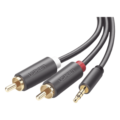 Cable de Audio / 3.5mm Macho a 2 RCA Macho / 3 m (9.84 pies) / Blindaje Múltiple / Conectores Chapados en Oro / TPE Ecológico