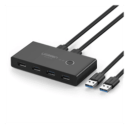 Conmutador USB para Compartir 4 Puertos USB 3.0 a 2 PC Ìs | Cambio Mediante Botón | Incluye Dos Cables USB de 1.5 m | ABS | Permite que 2 Usuarios Compartan 4 Dispositivos Periféricos USB3.0, como una impresora, un escáner, etc.