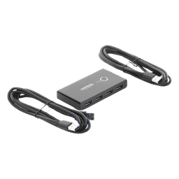 Conmutador USB para Compartir 4 Puertos USB 3.0 a 2 PC Ìs | Cambio Mediante Botón | Incluye Dos Cables USB de 1.5 m | ABS | Permite que 2 Usuarios Compartan 4 Dispositivos Periféricos USB3.0, como una impresora, un escáner, etc.