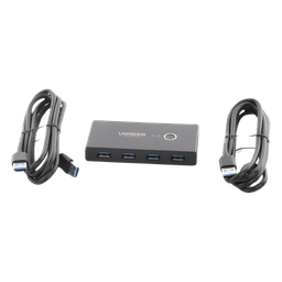 Conmutador USB para Compartir 4 Puertos USB 3.0 a 2 PC Ìs | Cambio Mediante Botón | Incluye Dos Cables USB de 1.5 m | ABS | Permite que 2 Usuarios Compartan 4 Dispositivos Periféricos USB3.0, como una impresora, un escáner, etc.