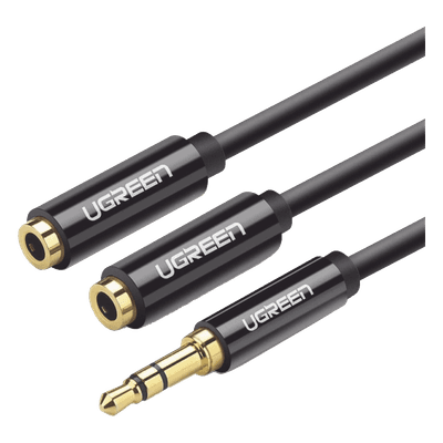 Divisor de Audio / 3.5mm Macho a 2x 3.5mm Hembra / 25 cm (0.82 pies) / TPE / Negro