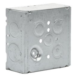 Caja Cuadrada 4 11/16" x 4 11/16"/ Profundidad 2- 1/8"/ 4 Entradas 1", 4 Entradas 3/4", 1 Entrada 1/2" y 3 TKO (1/2"-3/4").