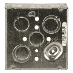 Caja Cuadrada Galvanizada / 4 x 4 in / Profundidad 2.125 in / Capacidad 30.3 in³ / 12 Knockouts / Resistente al Fuego