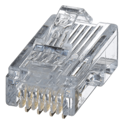 Plug RJ45 / Cat5e / 24-26 AWG / 50 µin Oro / 2500 Ciclos / PoE++ / -10 a 60°C / Paquete 100 pzas